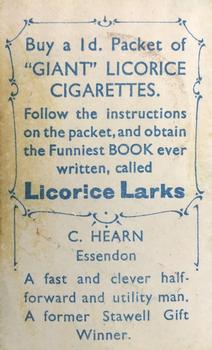 1933 Giant Brand Licorice League and Association Footballers #NNO Clarrie Hearn Back